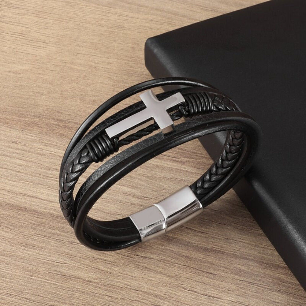Skorter | Leather Braided Bracelet With Charms