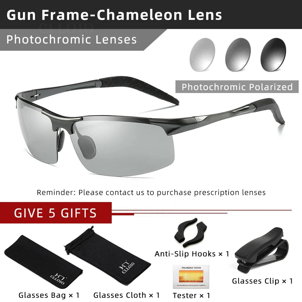 Skorter | Aluminum Photochromic Polarized Sunglasses Men’s Day Night Anti-Glare UV Chameleon Eyewear