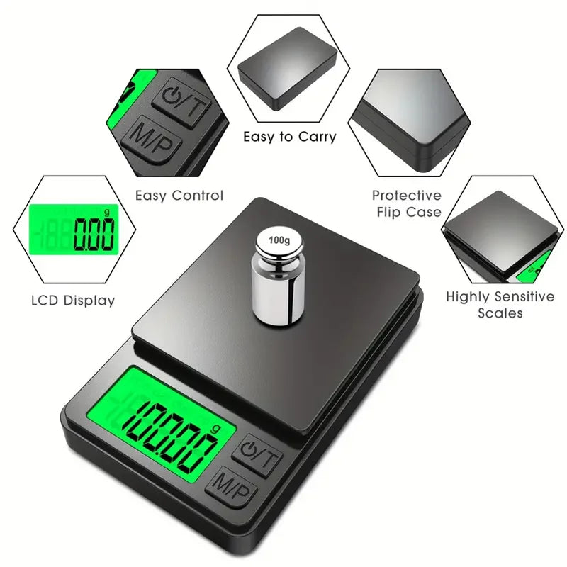 Skorter | Precision Digital Pocket Scale – 1000g x 0.01g Mini Gram Scale with Backlit LCD