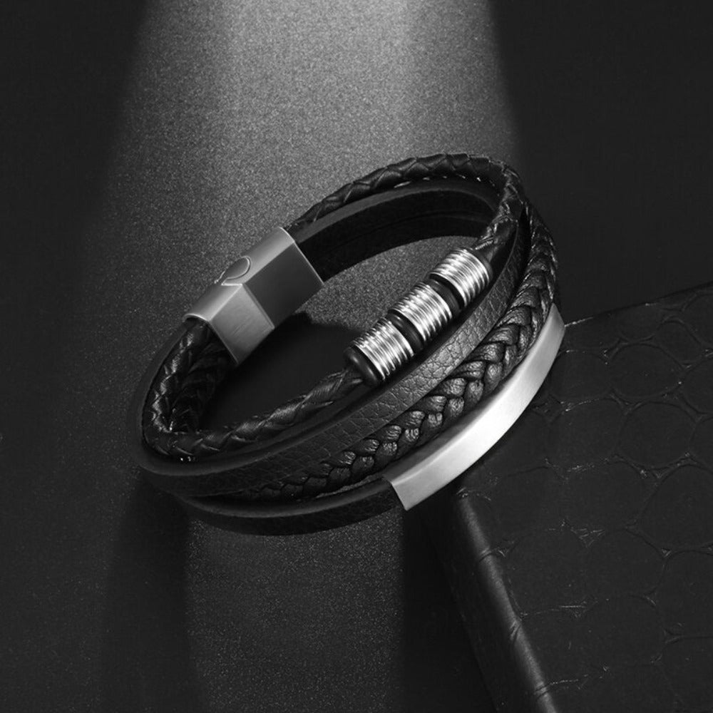 Skorter | Leather Braided Bracelet With Charms