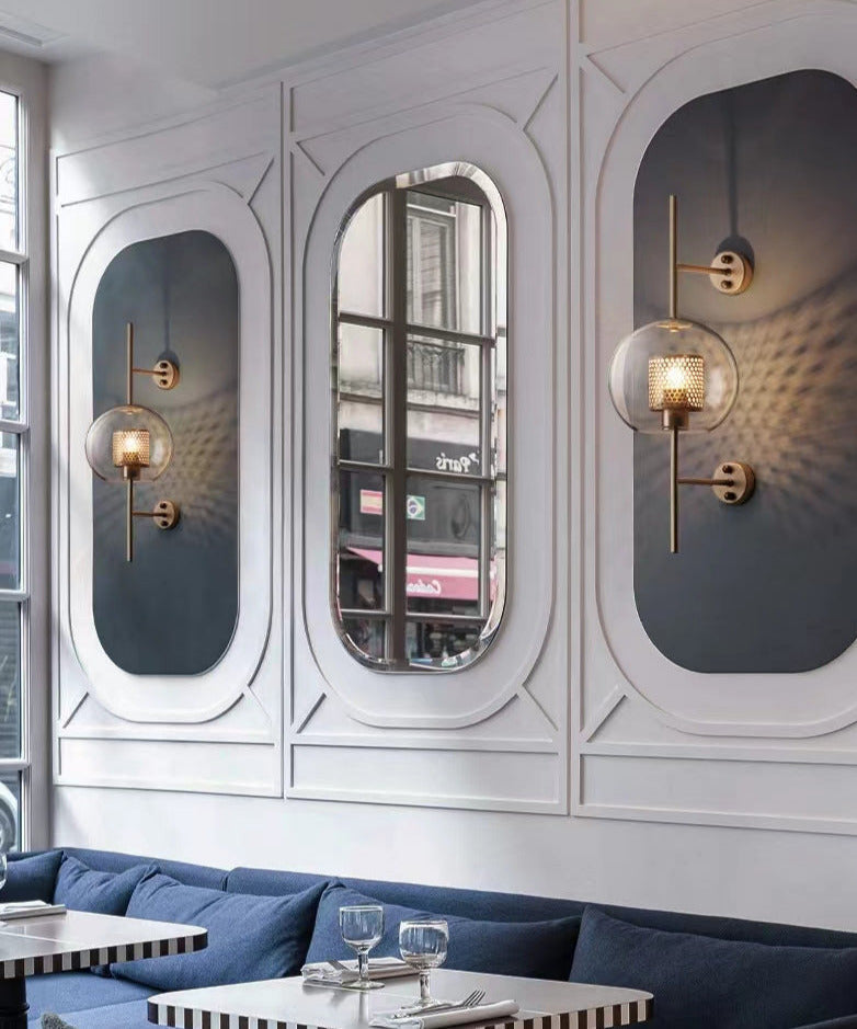 Thatcher - Modern Honeycomb Brass & Glass Wall Sconce