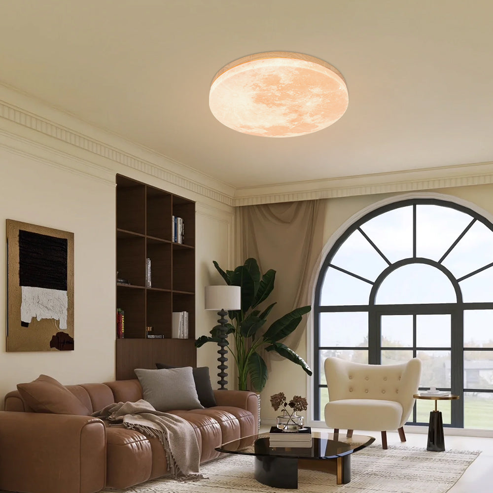 Skorter | Modern Moon-Inspired LED Ceiling Light – Soft Ambient Flush Mount