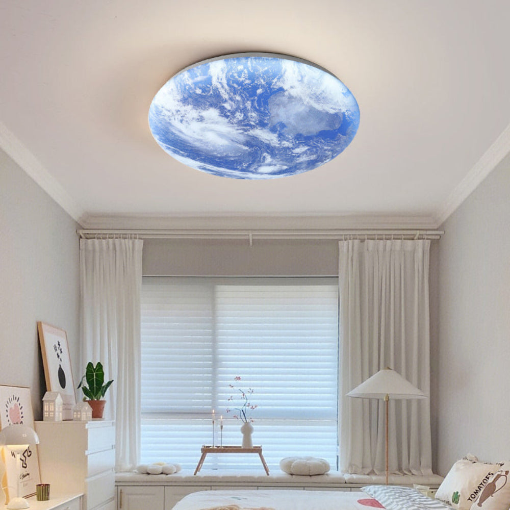 Skorter | Modern Moon-Inspired LED Ceiling Light – Soft Ambient Flush Mount