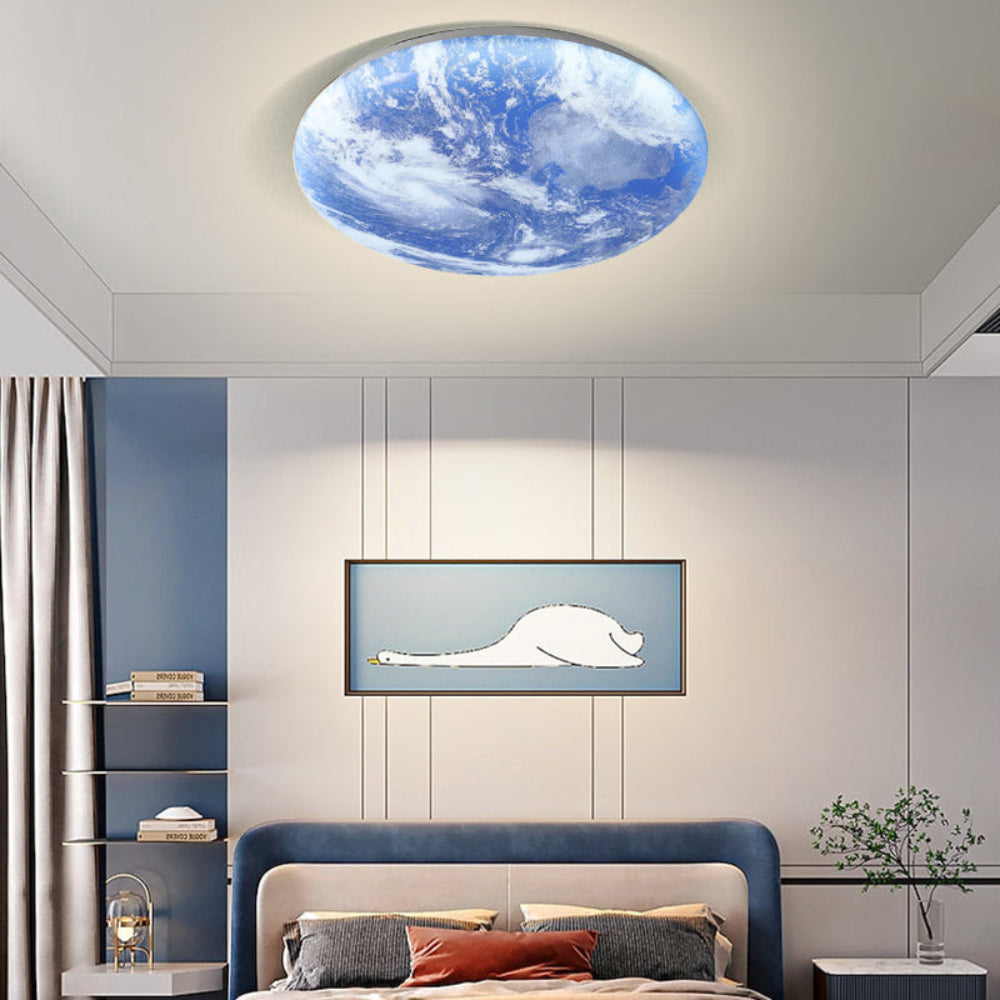 Skorter | Modern Moon-Inspired LED Ceiling Light – Soft Ambient Flush Mount