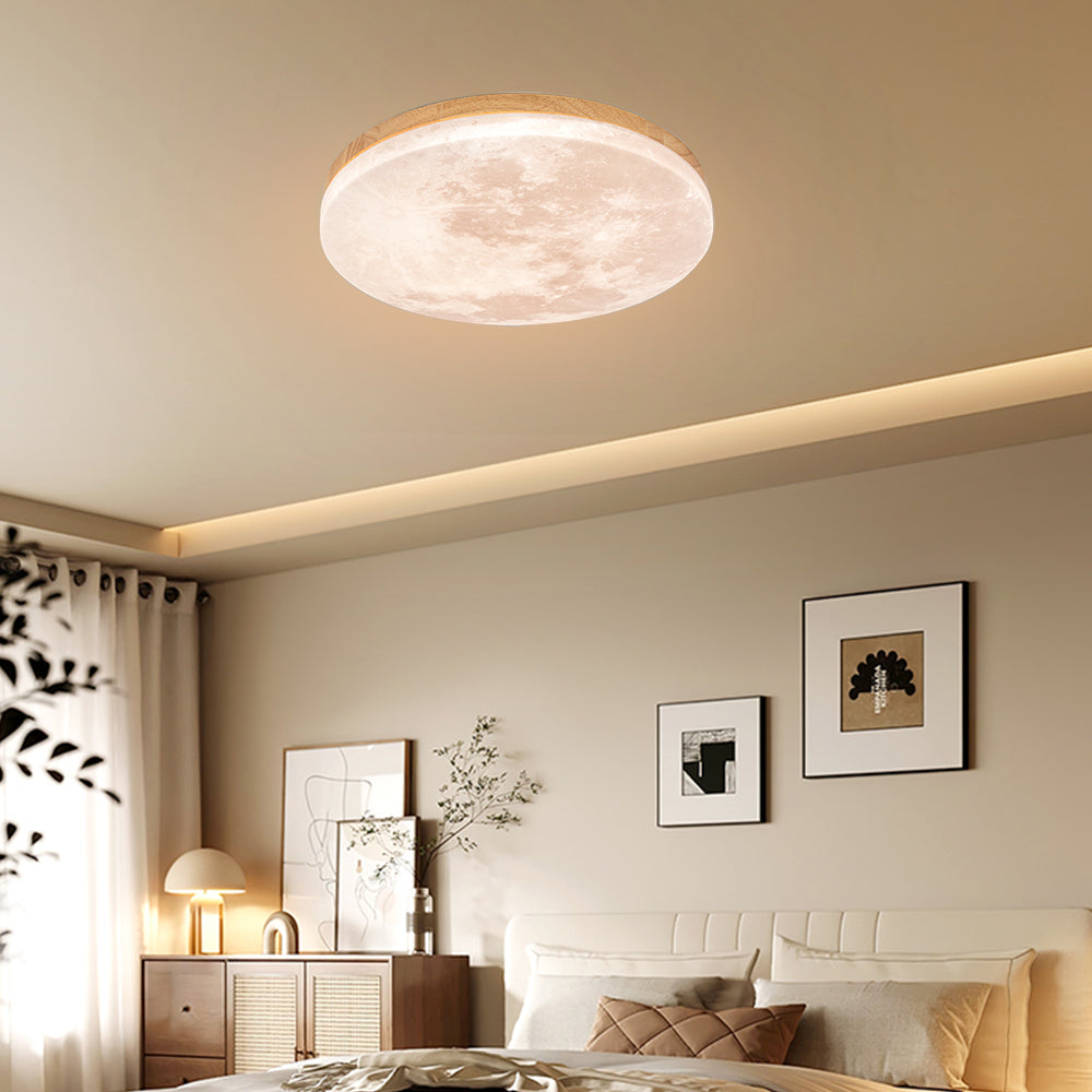 Skorter | Modern Moon-Inspired LED Ceiling Light – Soft Ambient Flush Mount