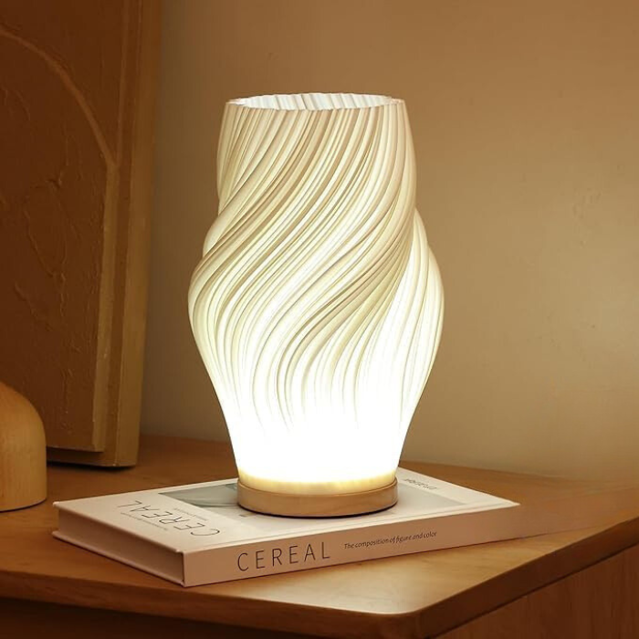 Skorter | LunaSwirl | Luxury Modern Swirl LED Table Lamp – Elegant Ambient Lighting