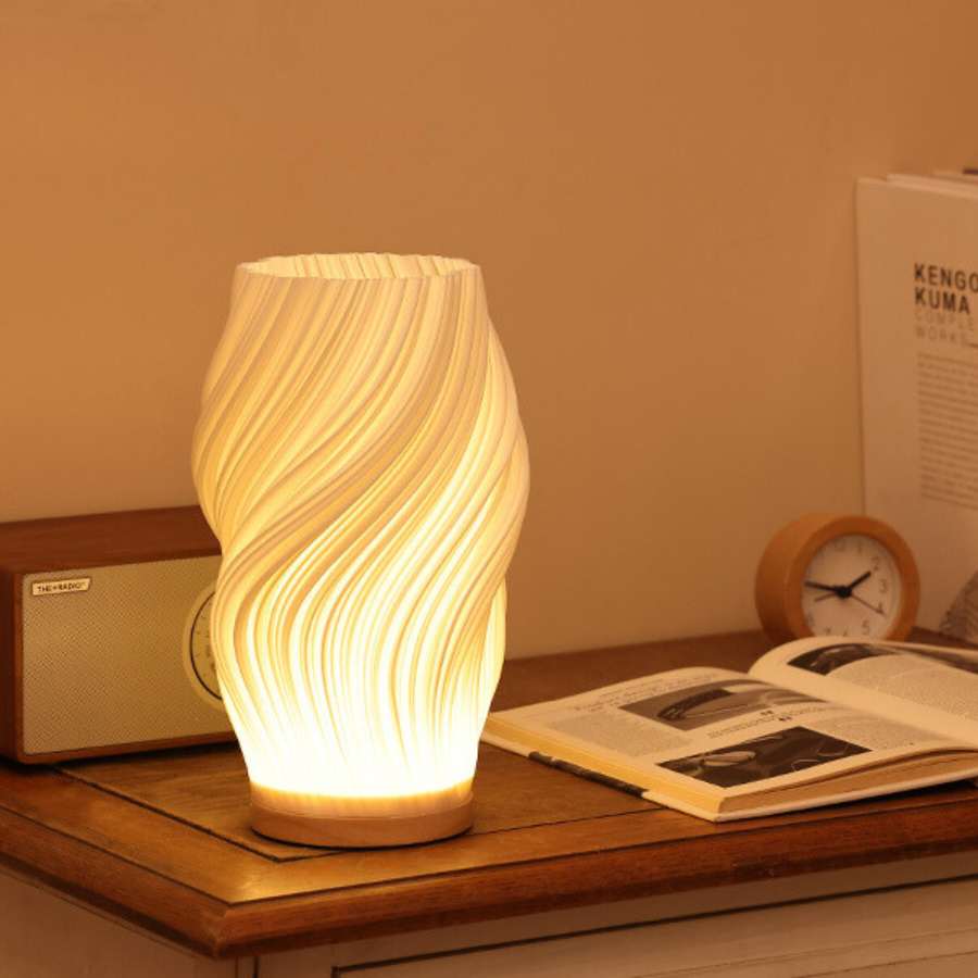 Skorter | LunaSwirl | Luxury Modern Swirl LED Table Lamp – Elegant Ambient Lighting