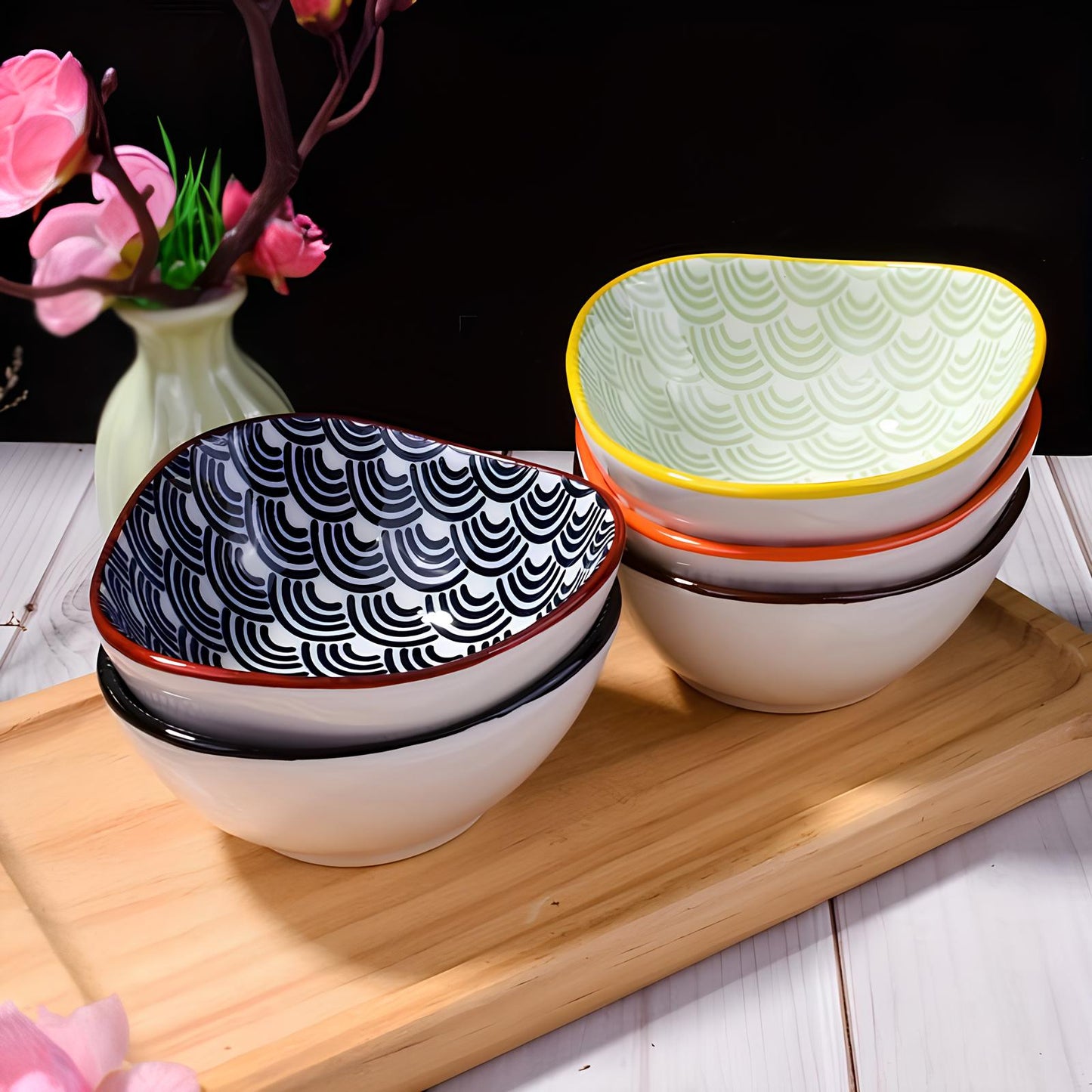 Skorter 5 bowls for sauce in Japanese ceramic