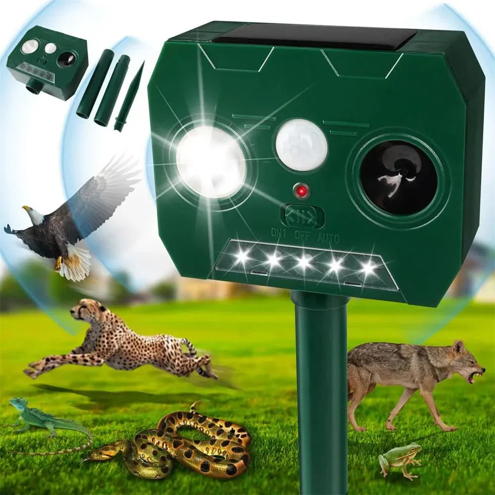 Skorter | ULTRAGUARD ANIMAL REPELLER – Ultrasonic Animal Repeller with LED Light – Weatherproof & Battery Operated for Garden & Outdoor Use