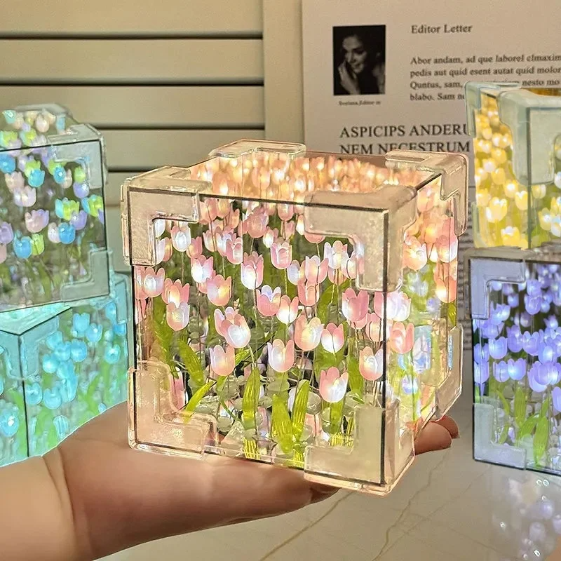 Skorter | MirrorBloom - DIY Mirror Cube Lamp with Tulip Design
