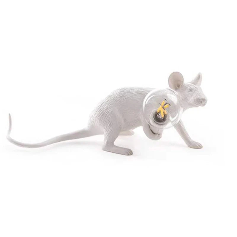 Skorter | Modern LED Animal Table Lamps: Resin Rat, Cat, and Squirrel Night Lights