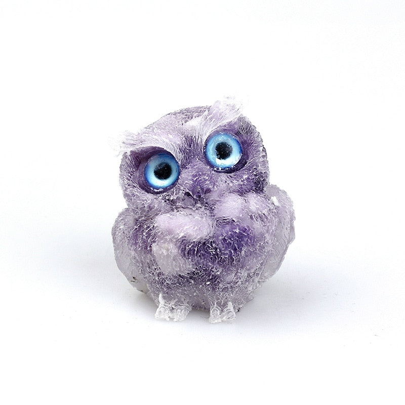 Skorter | Natural Crystal Owl Figurine: Handmade Collector's Item