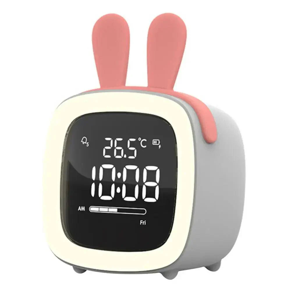 Skorter | Cartoon Bunny LED Alarm Clock with Night Light – Rechargeable, Cute Digital Display for Kids & Bedrooms