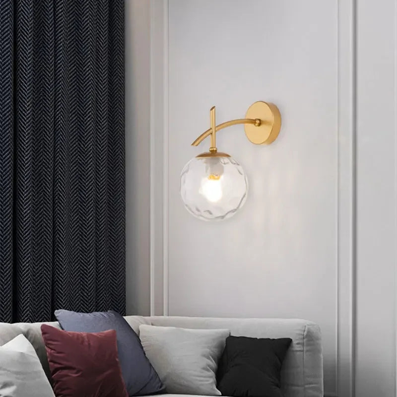 Skorter | LumiWall Lamp - Glass Bedroom Lighting Black Gold Sconce