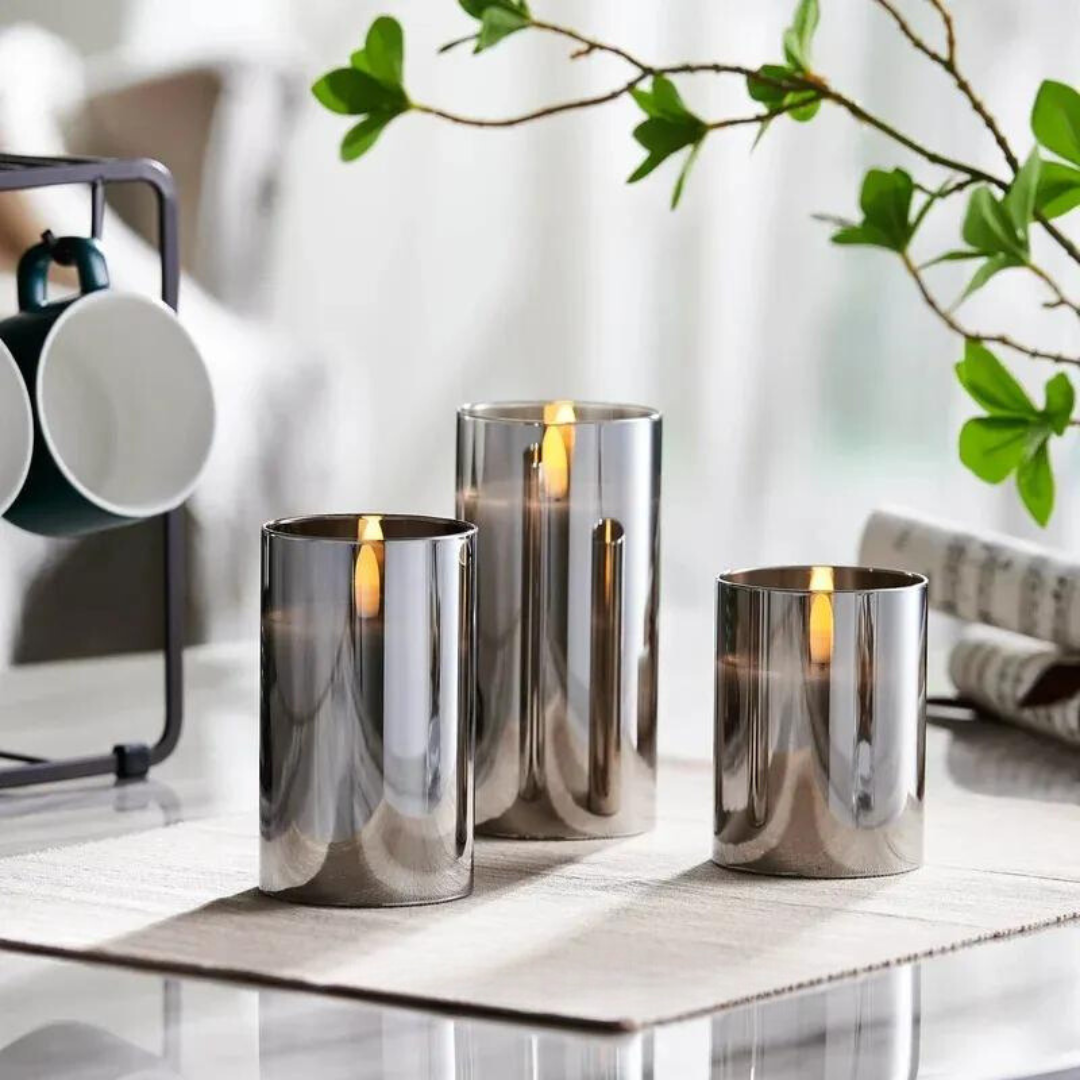 Skorter | Realistic Flame Effect LED Candle Holder Set – Elegant Wax Candle Holders with Remote Control