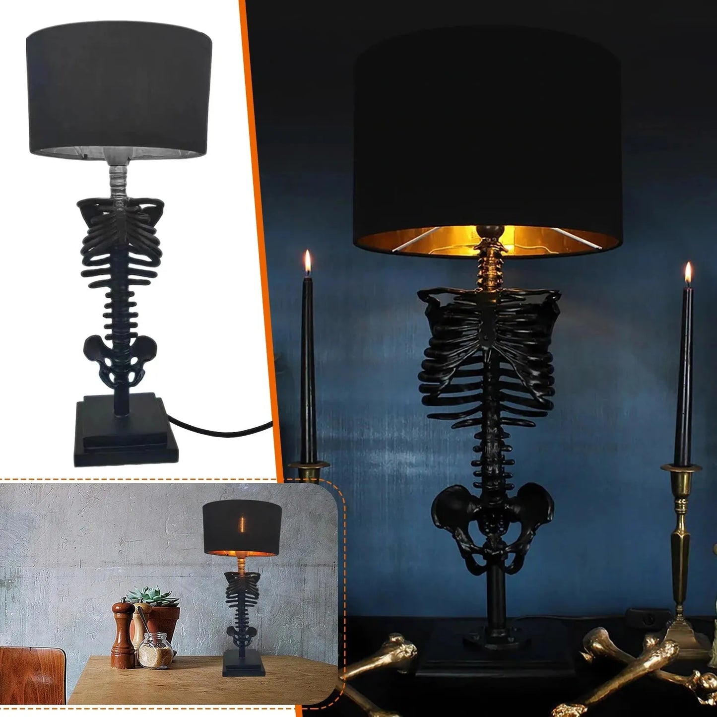 Skorter | Handcrafted Gothic Skeleton Table Lamp