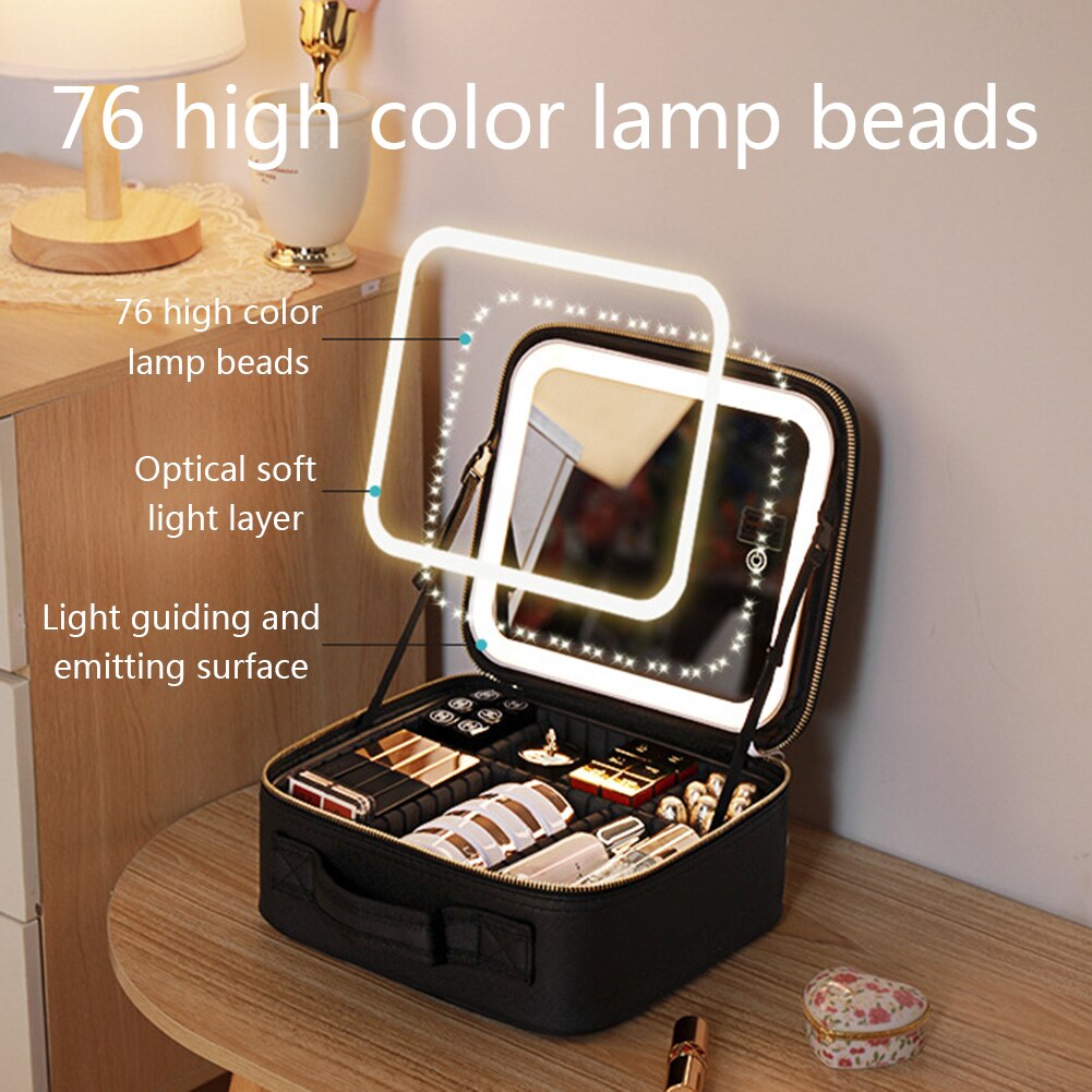 Skorter | Portable Travel Makeup Case with LED Mirror & Adjustable Light