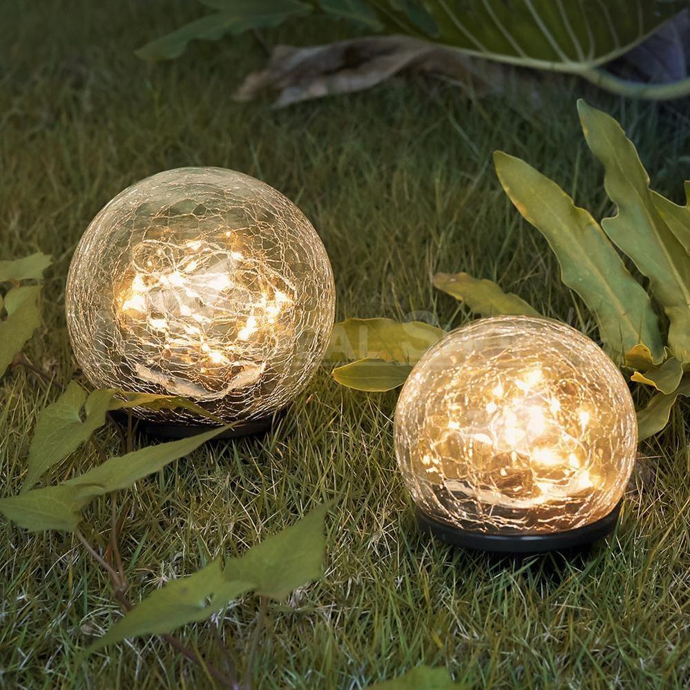 Skorter | Solar-powered crushed glass ball LED stake lamp
