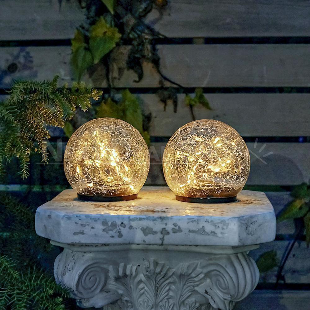 Skorter | Solar-powered crushed glass ball LED stake lamp