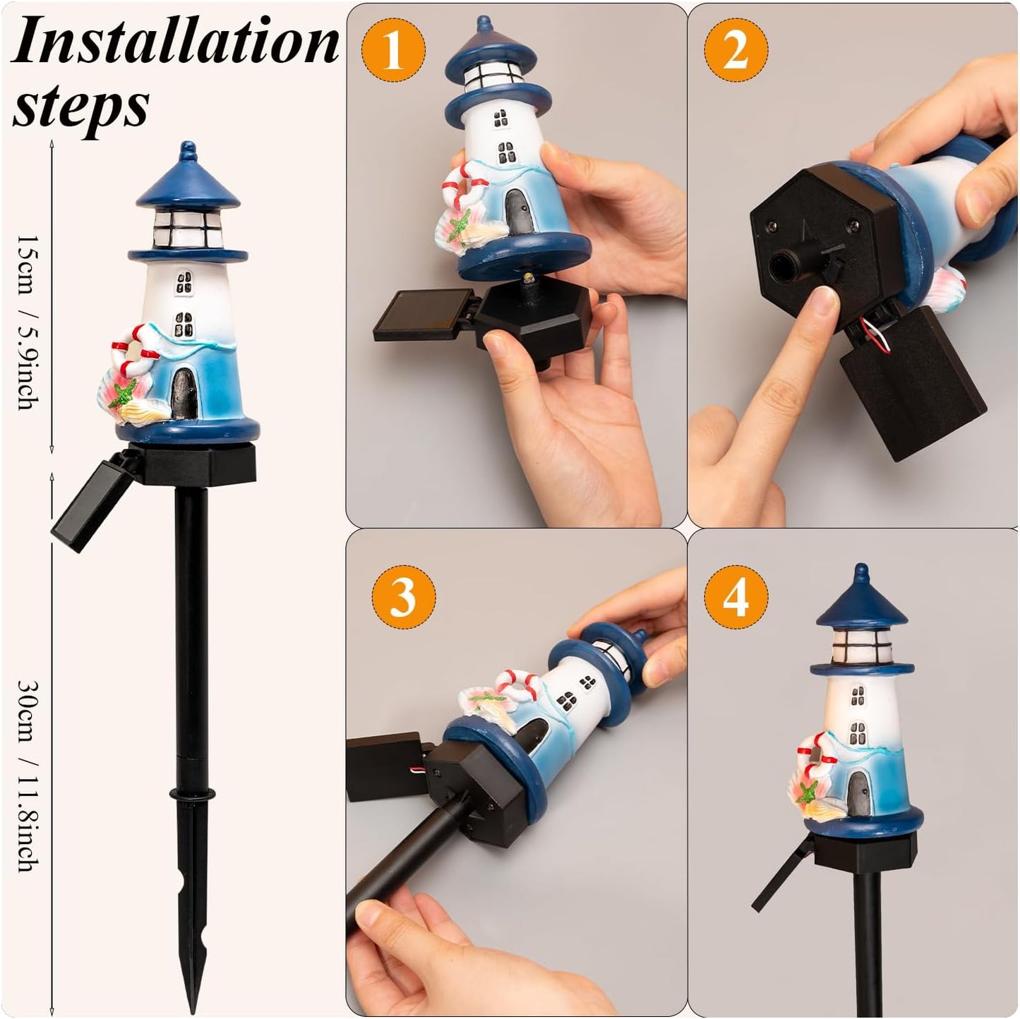 Skorter | Solar Powered LED Lighthouse Stake Light