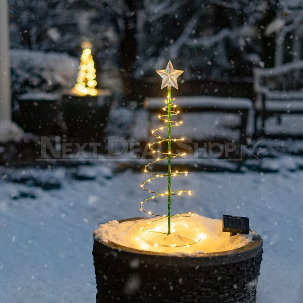 Skorter | Solar Powered LED Spiral Christmas Lights with Star (1.96 ft)