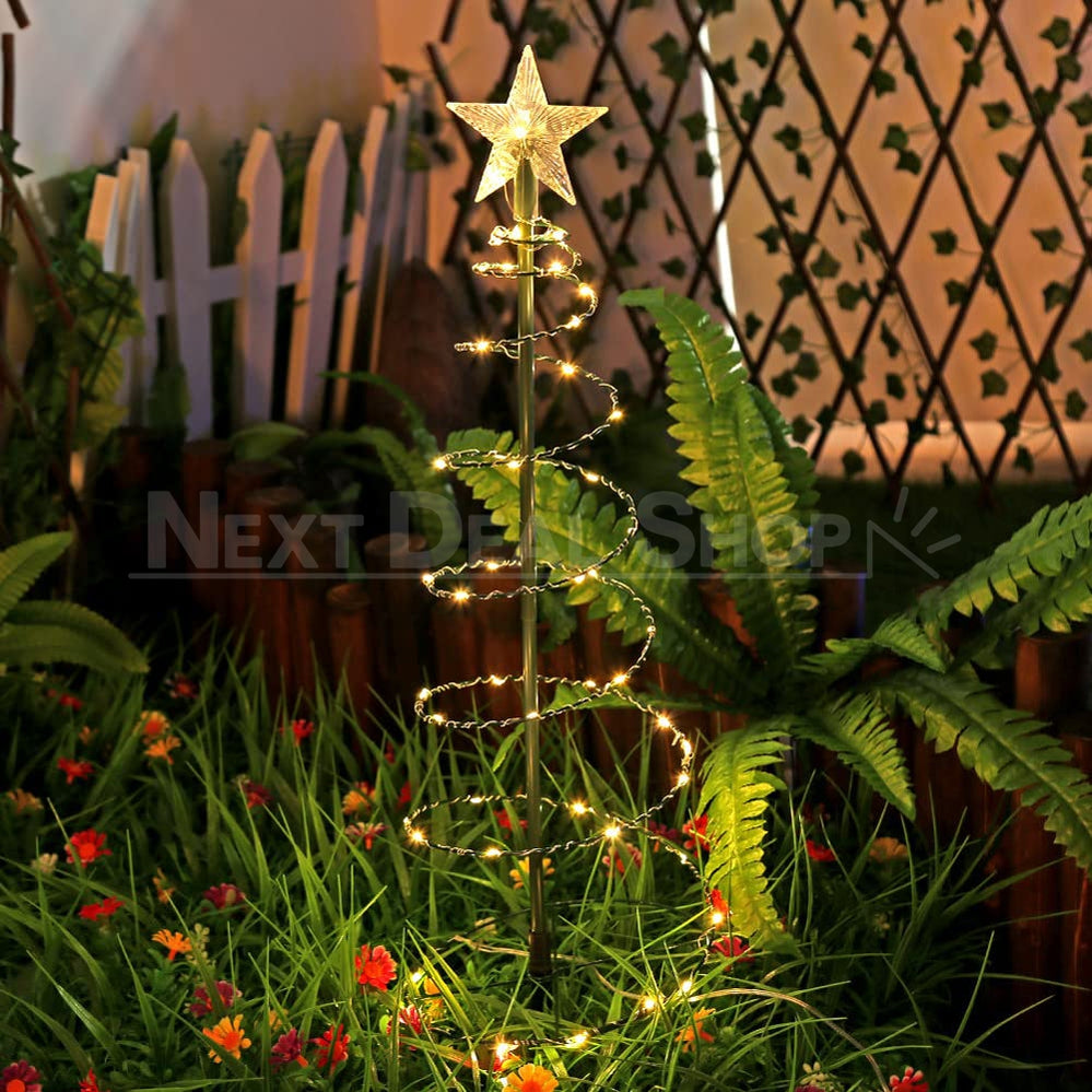 Skorter | Solar Powered LED Spiral Christmas Lights with Star (1.96 ft)