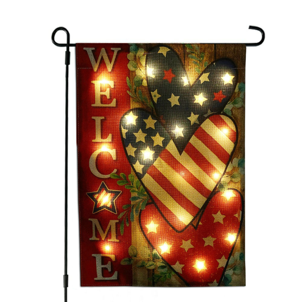 Skorter | Solar-powered patriotic welcome garden flag