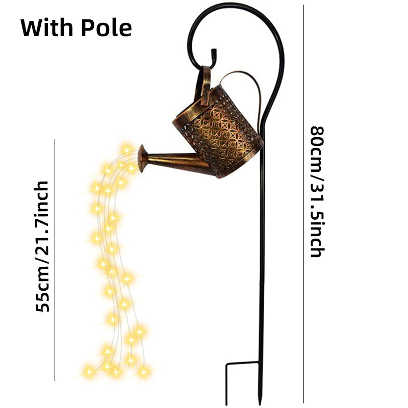 Skorter | Solar Water Can Light Hanging Kettle Lantern Light Waterproof Garden Decor Metal Retro Lamp for Outdoor Table Patio Lawn Yard