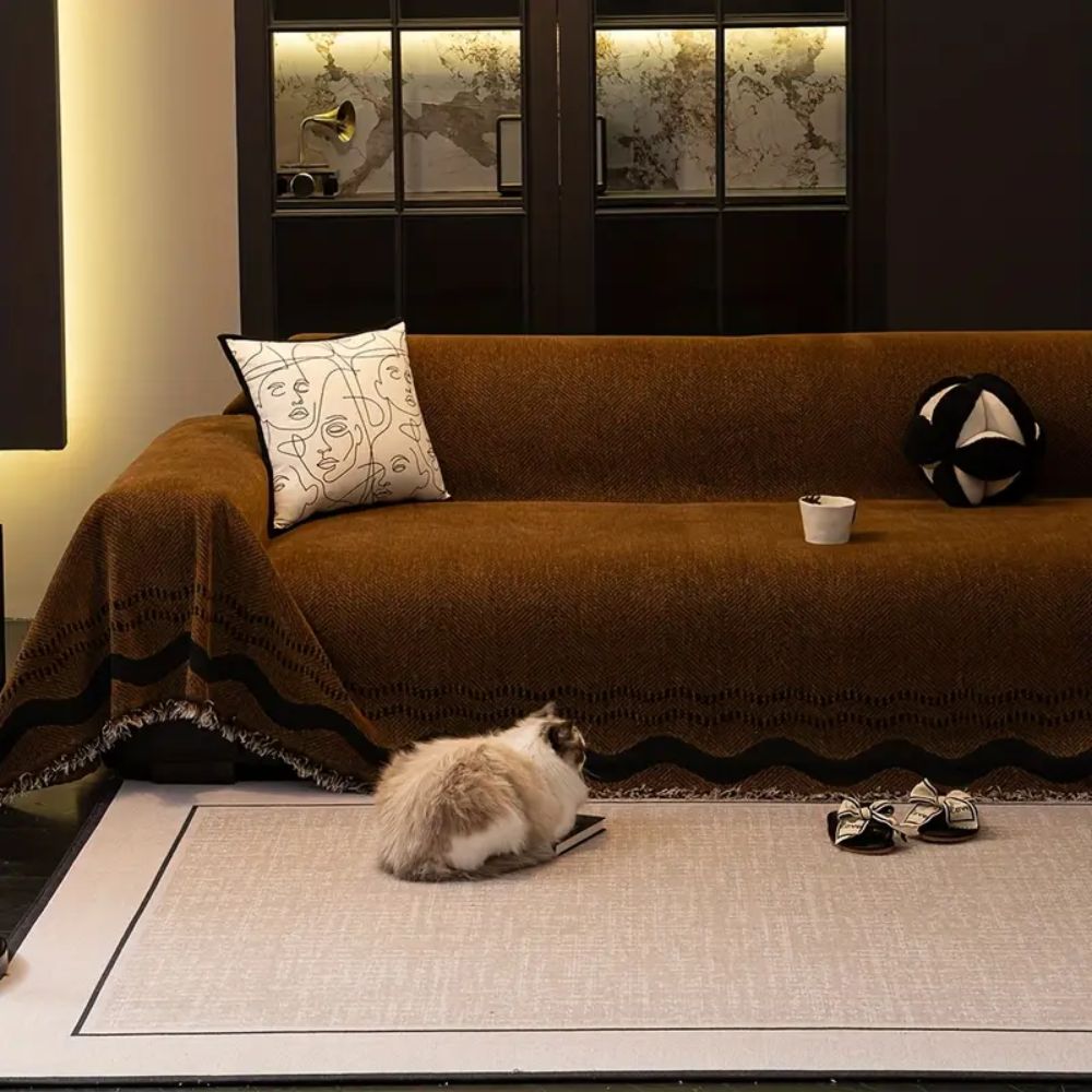 Skorter | Sora Line Tasseled Sofa Cover