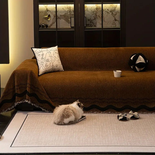 Skorter | Sora Line Tasseled Sofa Cover
