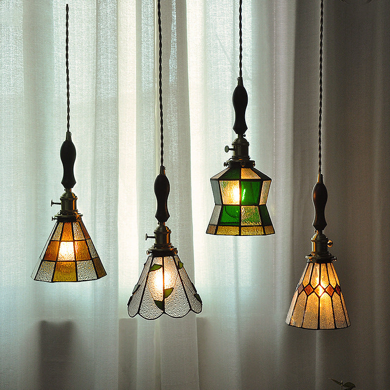 Skorter | Vintage Green Bottle Colored Bubble Glass Pendant Lamp