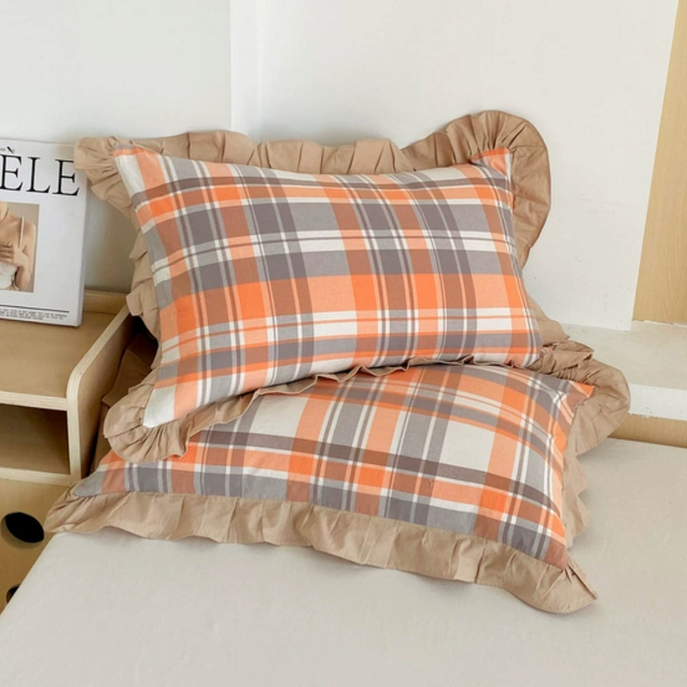 Skorter | Striped Ruffled Lace Pillowcases in Multiple Colors