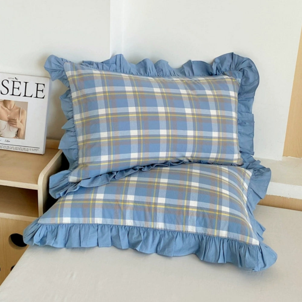 Skorter | Striped Ruffled Lace Pillowcases in Multiple Colors
