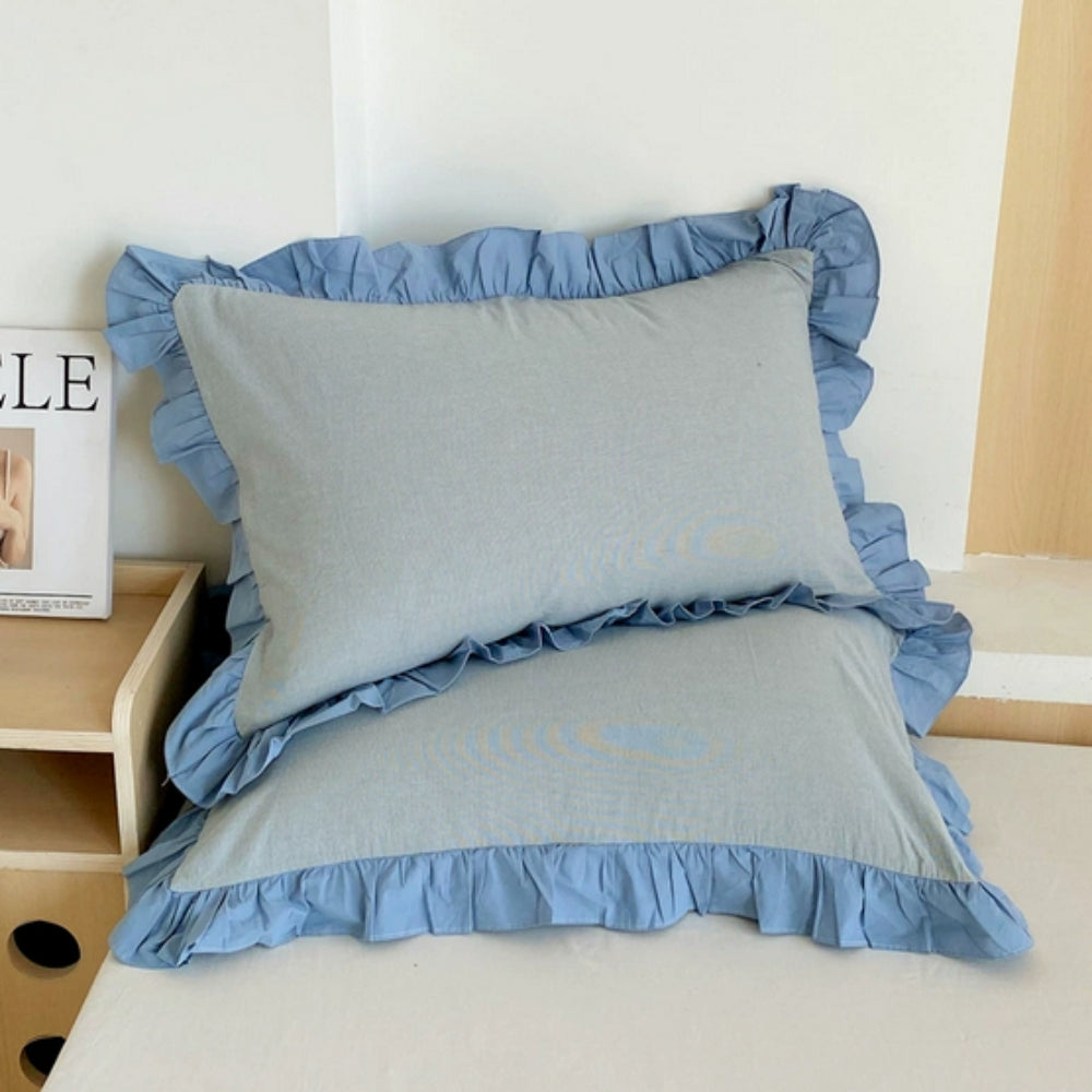 Skorter | Striped Ruffled Lace Pillowcases in Multiple Colors