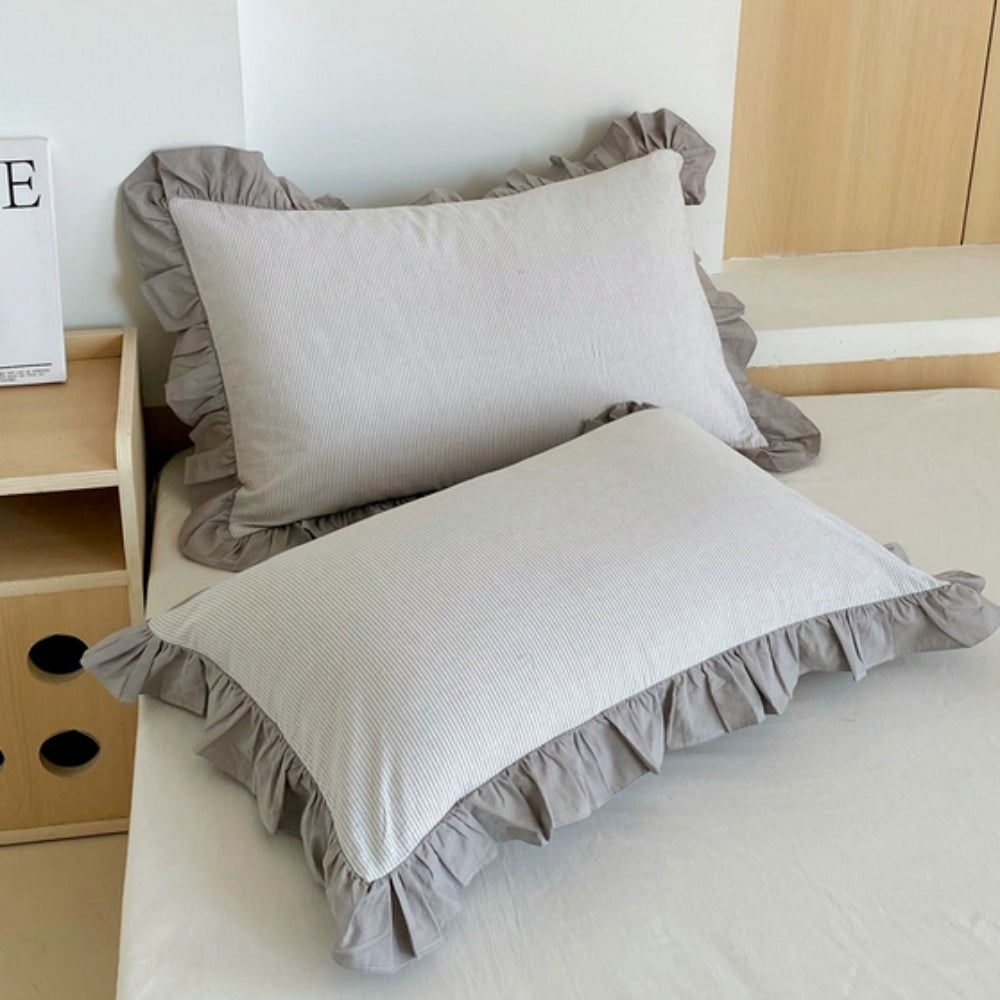 Skorter | Striped Ruffled Lace Pillowcases in Multiple Colors
