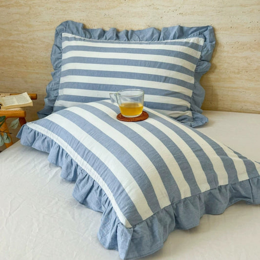 Skorter | Striped Ruffled Lace Pillowcases in Multiple Colors