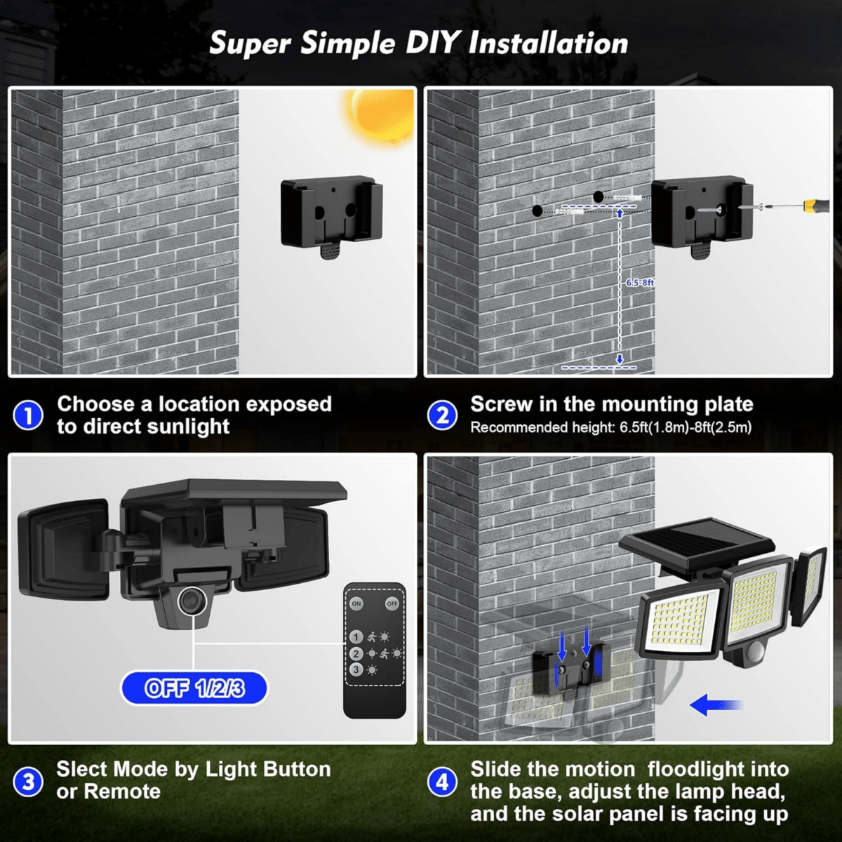 Skorter | Solar-powered LED security light with motion sensor & remote control