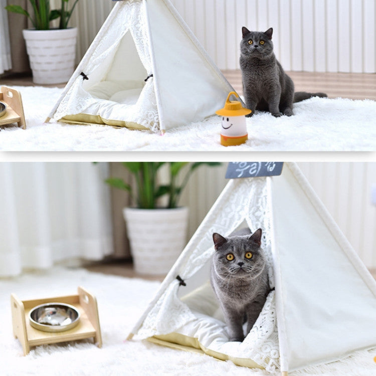 Skorter | Removable and Washable Canvas Fabric Pet Nest Pet Tent, Size:60x60x70cm, Style:Spiked Lace (without Pad)