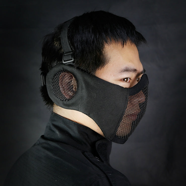 Skorter | WoSporT Half Face Metal Net Field Ear Protection Outdoor Cycling Steel Mask(Dark Crepe)