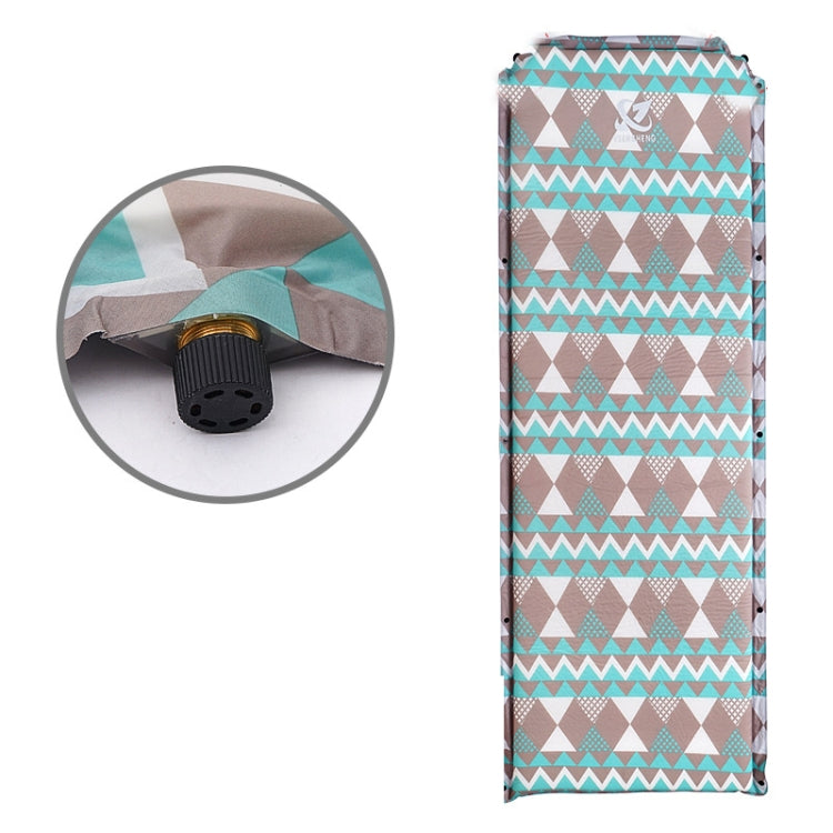Skorter | Double Air Hole Automatic Inflatable Pad Outdoor Camping Tent Pad Moisture-Proof Stitched Lunch Break Sleeping Pad(Gray Blue Printing)