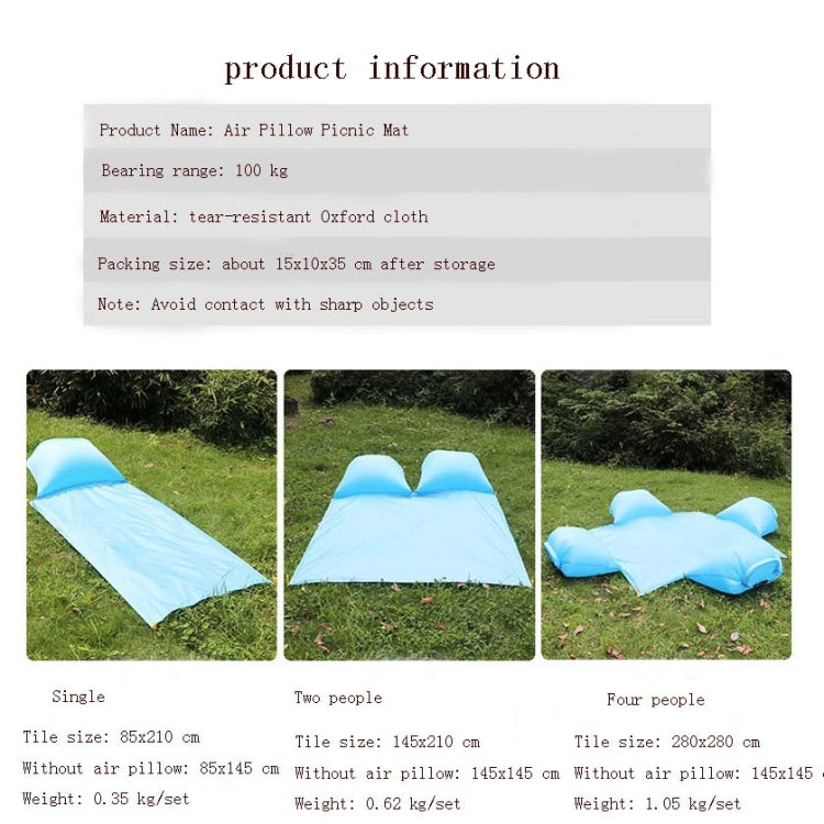 Skorter | Outdoor Waterproof Air Pillow Picnic Mat Carrying Ground Sand Beach Grass Mat, Style:Four People(Random Color)