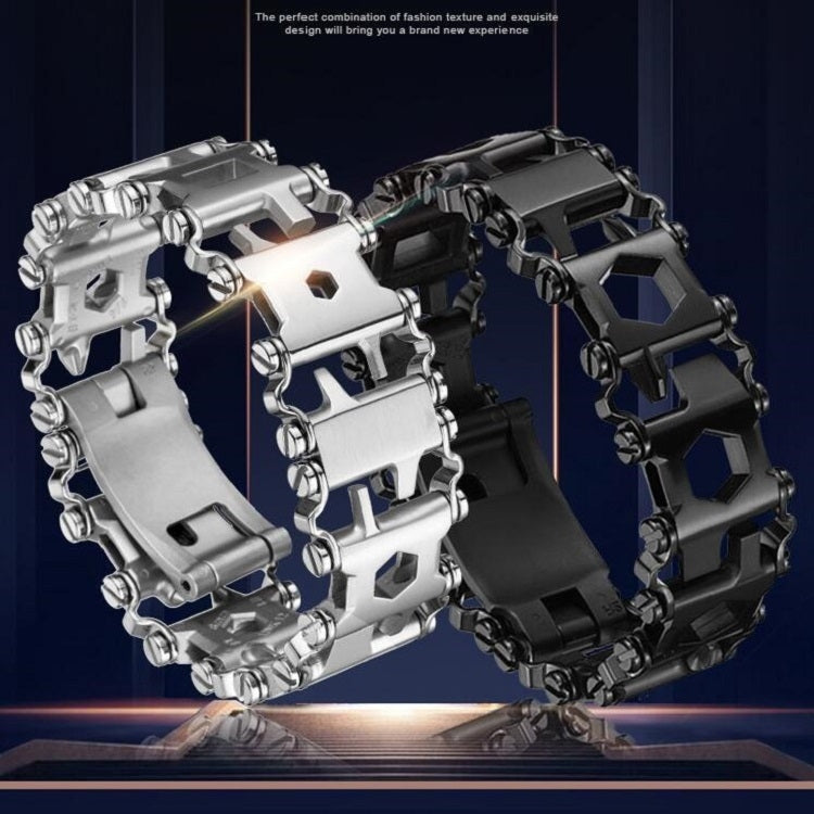 Skorter | Multifunctional Stainless Steel Outdoor Survive Tool Bracelet for Men(Wide Black)