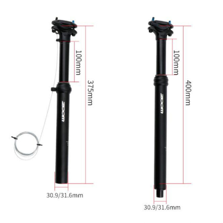 Skorter | ZOOM Bicycle Wire-Controlled Hydraulic Lift Seat Tube Mountain Bike Seatpost, Size:31.6mm, Specification:400mm Internal Routing