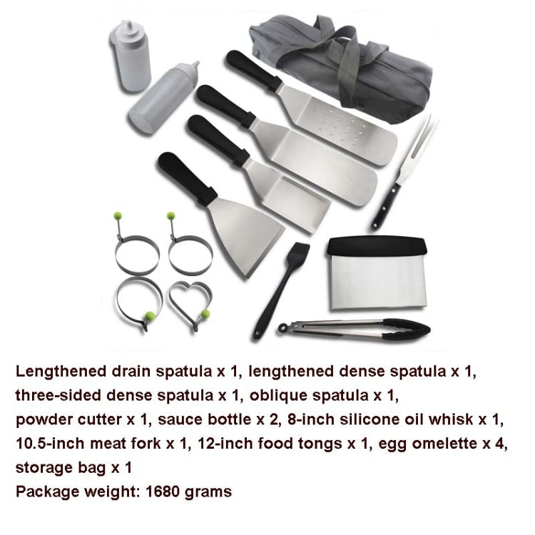 Skorter | 15 PCS/Set Outdoor Stainless Steel Barbecue Tool Set Tomato Sauce Bottle BBQ Grill Set