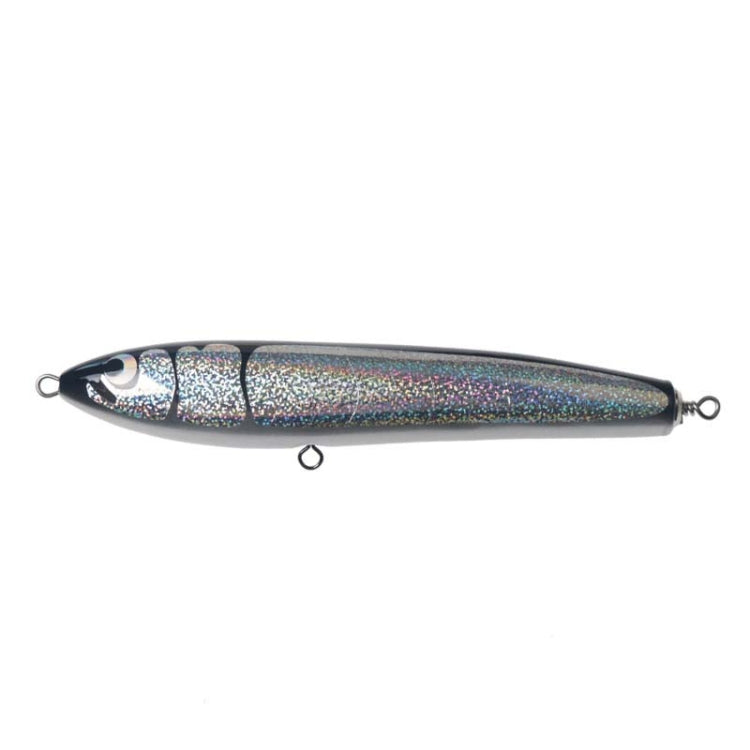 Skorter | 120g 22cm Floating Water Wooden Handmade Big Pencil Deep Sea Boat Fishing Wave Lying Tuna Bait(Silver Black Laser)