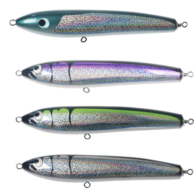 Skorter | 120g 22cm Floating Water Wooden Handmade Big Pencil Deep Sea Boat Fishing Wave Lying Tuna Bait(Purple Laser)