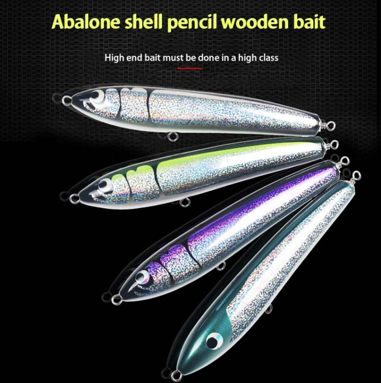 Skorter | 120g 22cm Floating Water Wooden Handmade Big Pencil Deep Sea Boat Fishing Wave Lying Tuna Bait(Purple Laser)