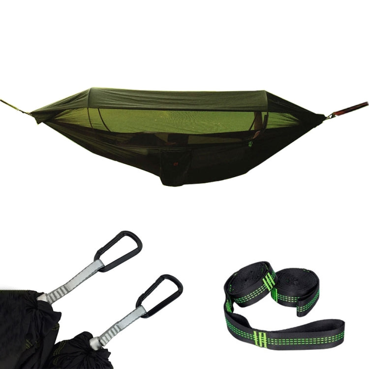Skorter | Parachute Cloth Anti-Mosquito Sunshade With Mosquito Net Hammock Outdoor Single Double Swing Off The Ground Aerial Tent 270x140cm (Army Green)