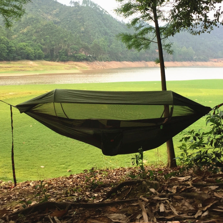 Skorter | Parachute Cloth Anti-Mosquito Sunshade With Mosquito Net Hammock Outdoor Single Double Swing Off The Ground Aerial Tent 270x140cm (Army Green)
