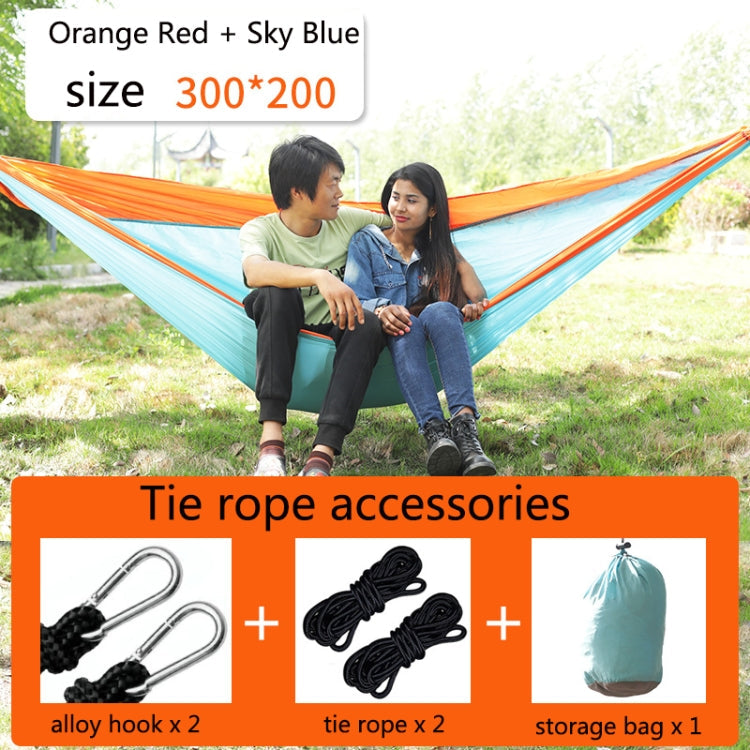 Skorter | Outdoor Hammock Nylon Parachute Cloth Travel Camping Swing, Style: 3m x 2m (Orange+Sky Blue)